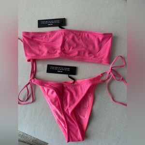 Triangle Swimwear Sparkly Pink Bandeau Bikini Set